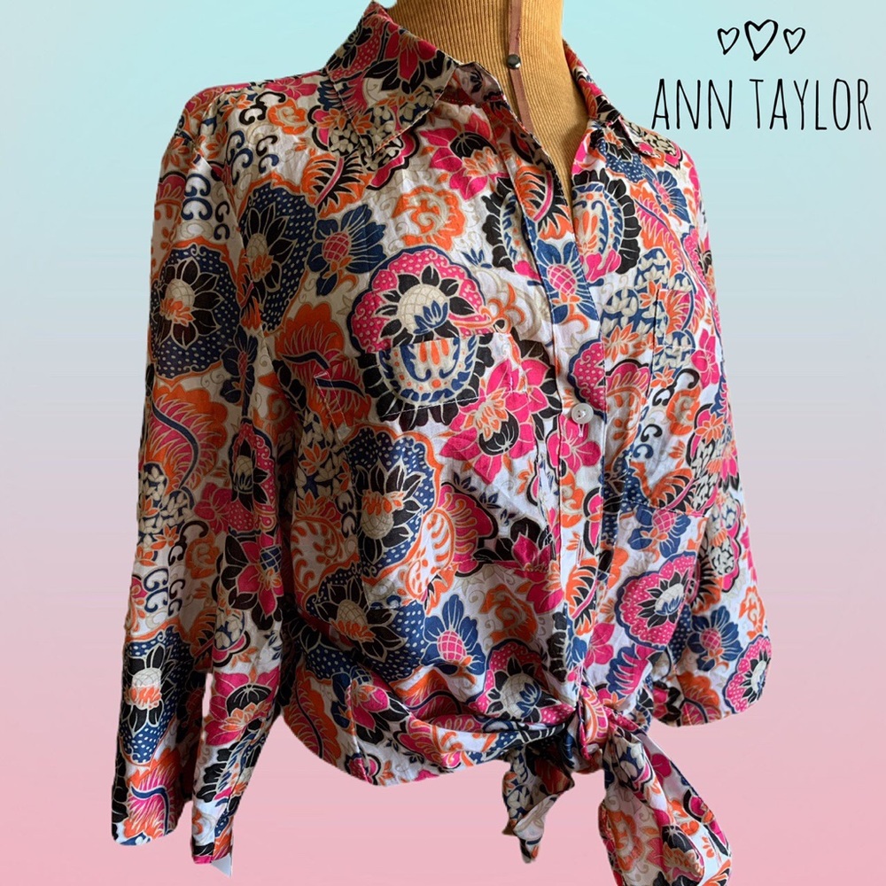 Anne Taylor 3/4 sleeve Button Down Top Size 6